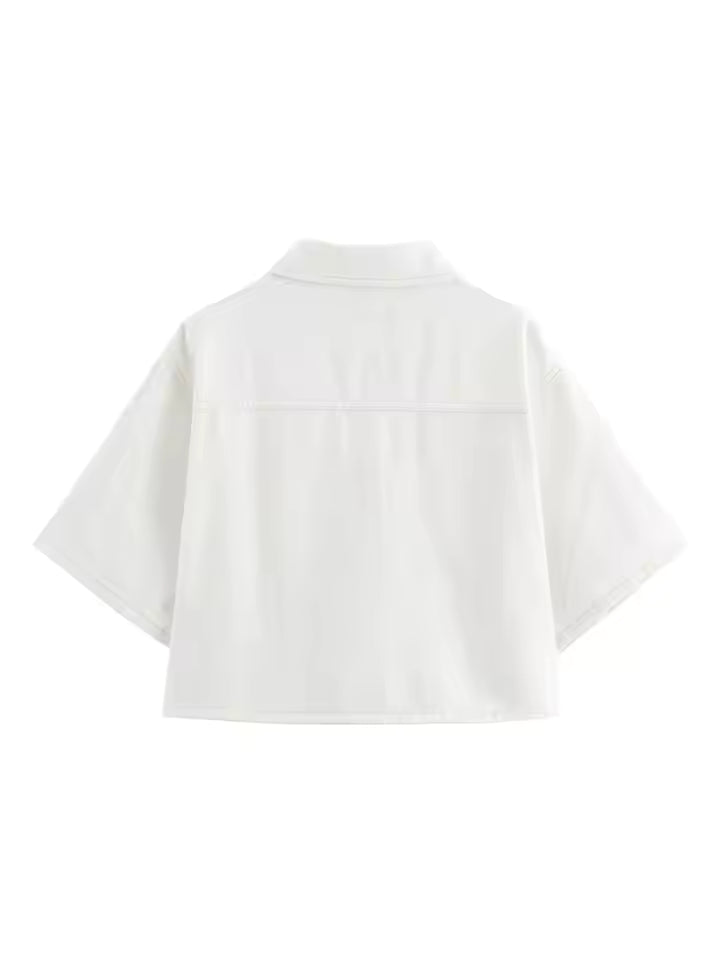 2024 Women Fashion Suits Turn-Down Collar Short Sleeves Single Breasted Denim Tops+High Waist Zipper Slim Shorts Y2K