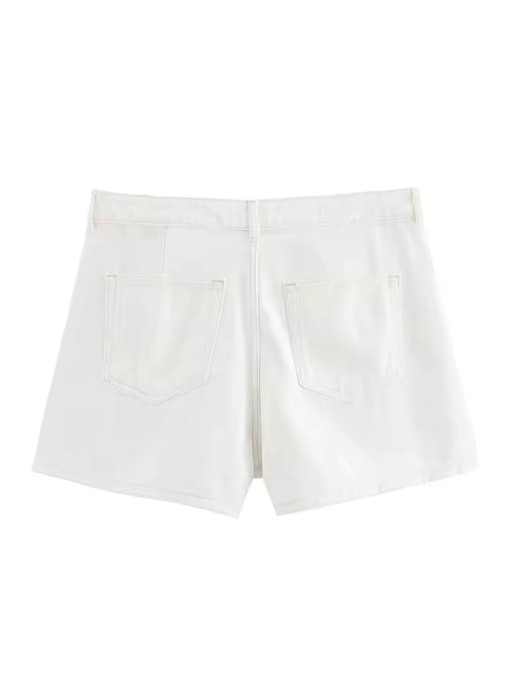2024 Women Fashion Suits Turn-Down Collar Short Sleeves Single Breasted Denim Tops+High Waist Zipper Slim Shorts Y2K
