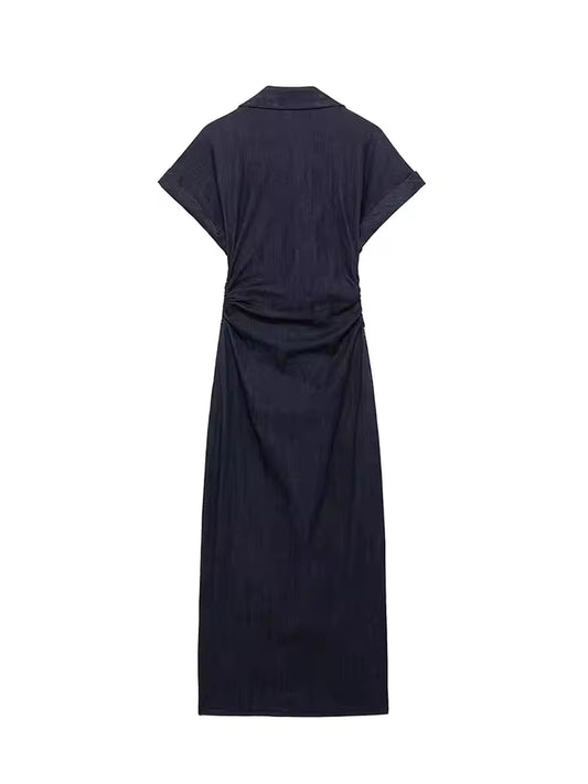2025 Spring Sleeveless Denim Midi Dress Women Button Long Dress Woman Dresses for Women Streetwear Basic Casual Dress