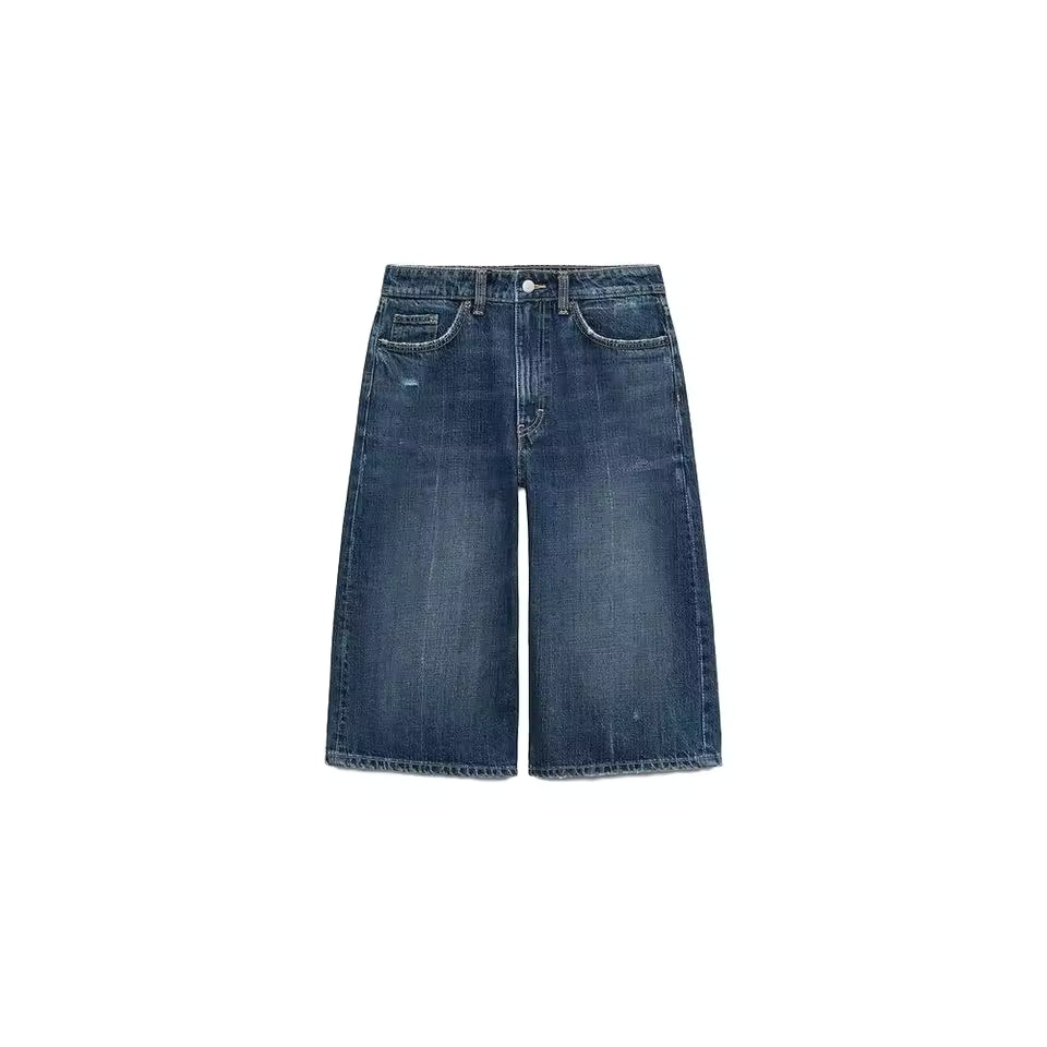 2025 Spring New Fashion Chest Wrapped Top Mid-Waist Denim Shorts Vintage Backless Casual Chic Female set 2 pieces