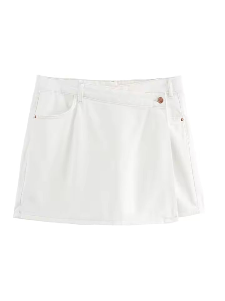 2024 Women Fashion Suits Turn-Down Collar Short Sleeves Single Breasted Denim Tops+High Waist Zipper Slim Shorts Y2K