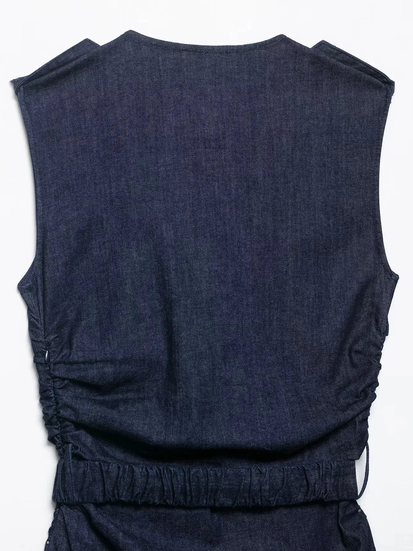 Belt Fold Denim Dresses 2025 Women's Summer Sleeveless Midi Dress Party Dresses Fashion Streetwear Dress ﻿ ﻿
